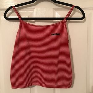 white and red stripped tank top